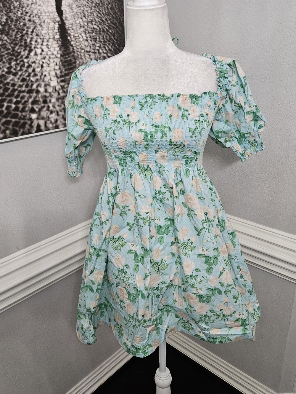 Hill House Athena Nap Dress in "Blue Roses Poplin" size small NWOT - Picture 6 of 12